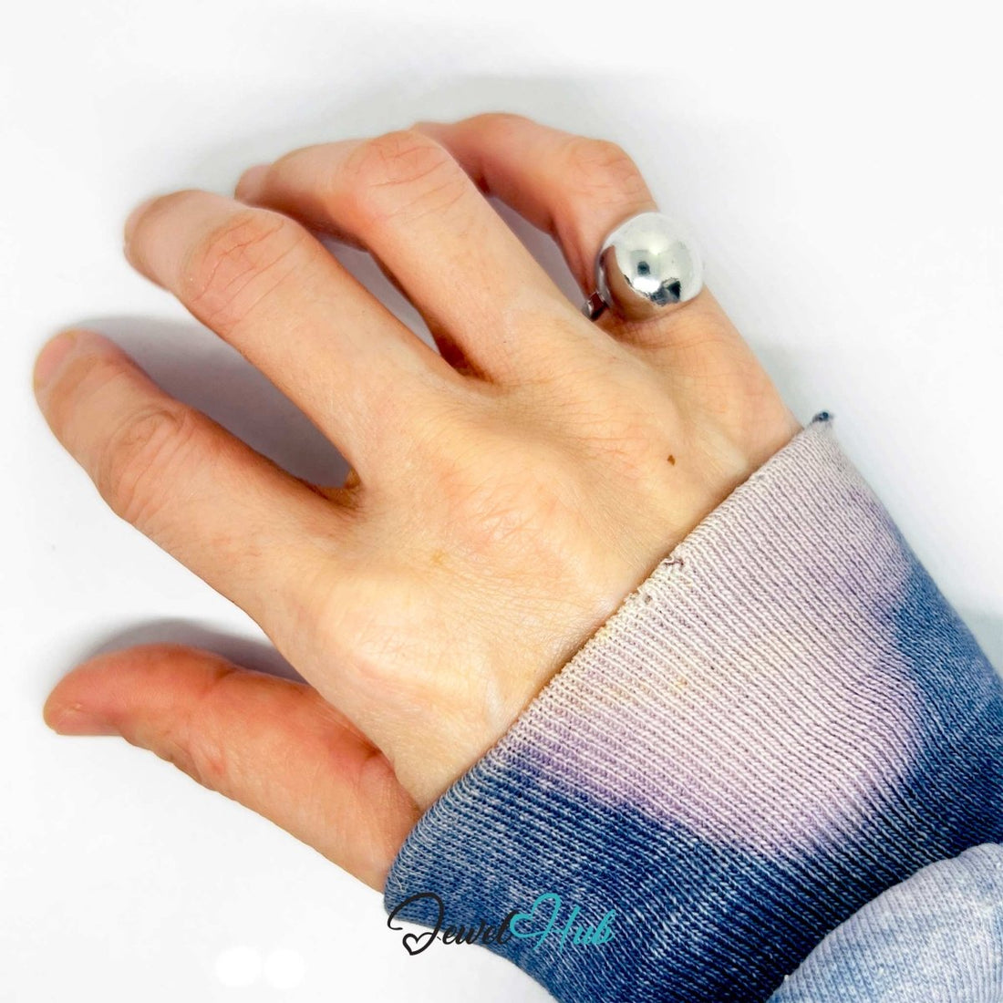 Silver - Plated Dome Zinc Alloy Ring – Mirror - Shine Minimalist Design - JewelHub.co.uk