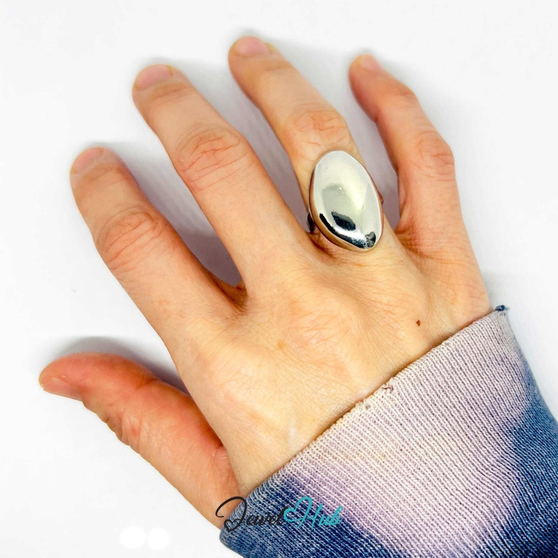 Silver - Plated Dome Zinc Alloy Ring – Modern Mirror - Shine Statement - JewelHub.co.uk