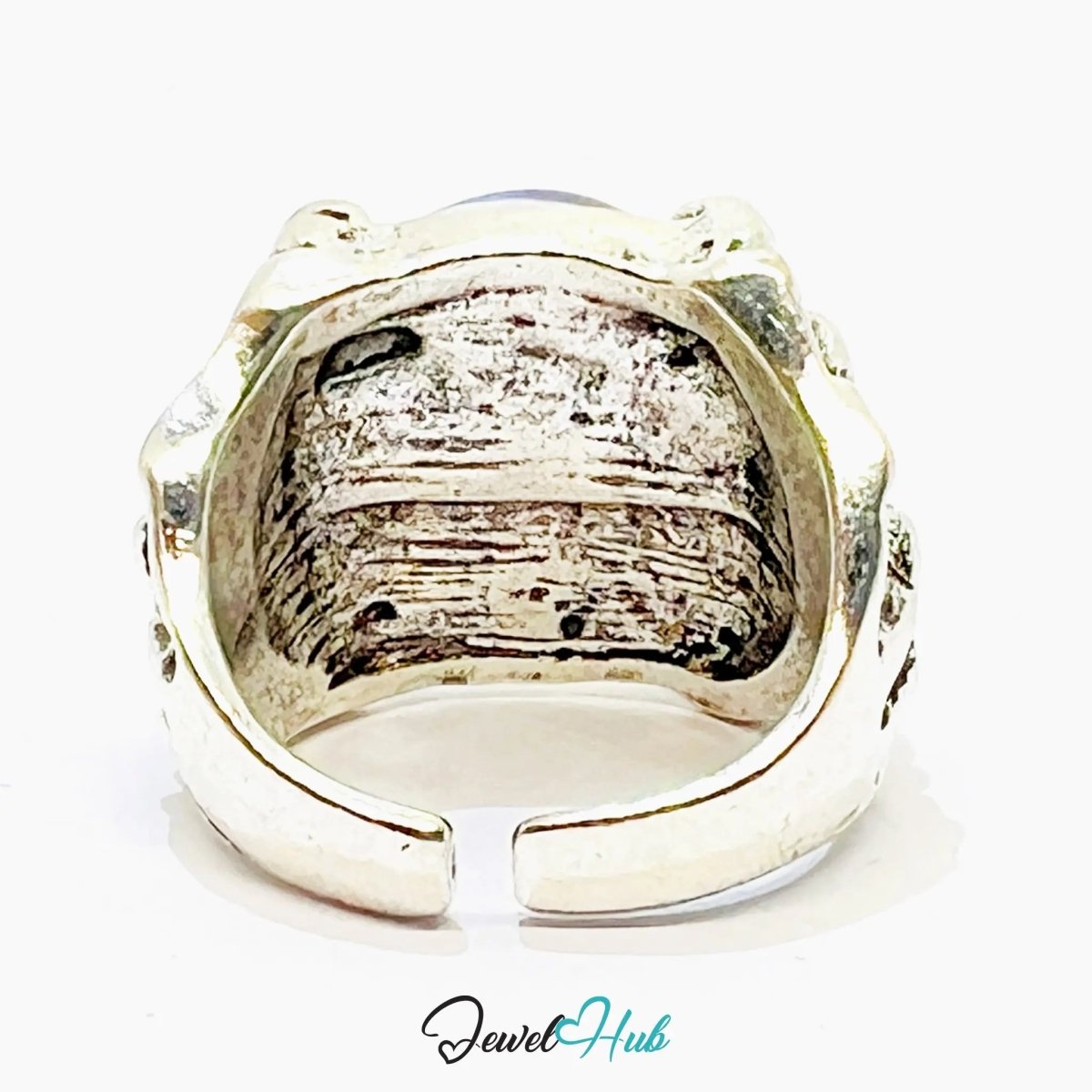Silver - Plated Eye Punk Ring – Fixed Size O | 11.55g Vibrant Iris in Clawed Rebellion - JewelHub.co.uk