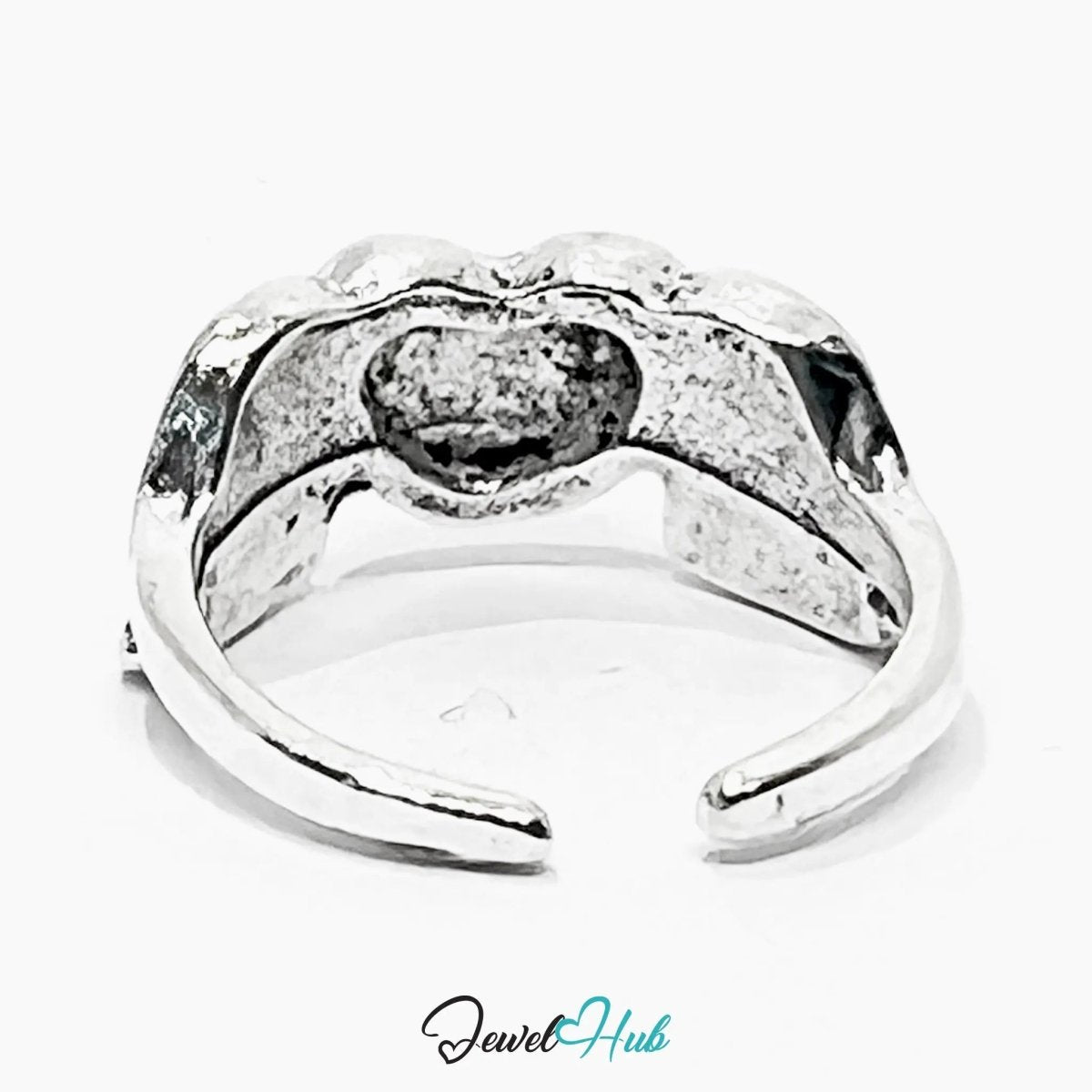 Silver - Plated Flying Heart Punk Ring – Fixed Size L | 2.65g Sculptural Symbol of Emotion & Defiance - JewelHub.co.uk