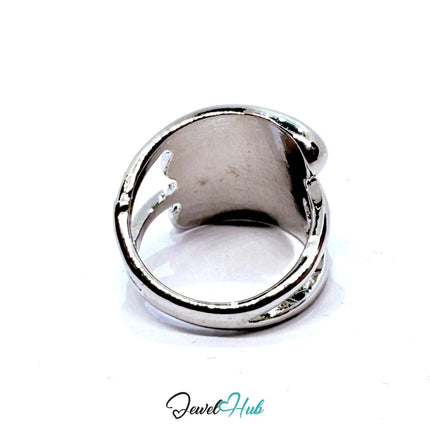 Silver - Plated Layered Band Zinc Alloy Ring – Sculptural Statement | Fixed Size O | Things for Teen - JewelHub.co.uk