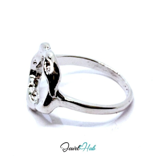Silver - Plated Organic Circle Zinc Alloy Ring – Fixed Sizes M, N, O | Sculptural Minimalism for Artisan Edits - JewelHub.co.uk