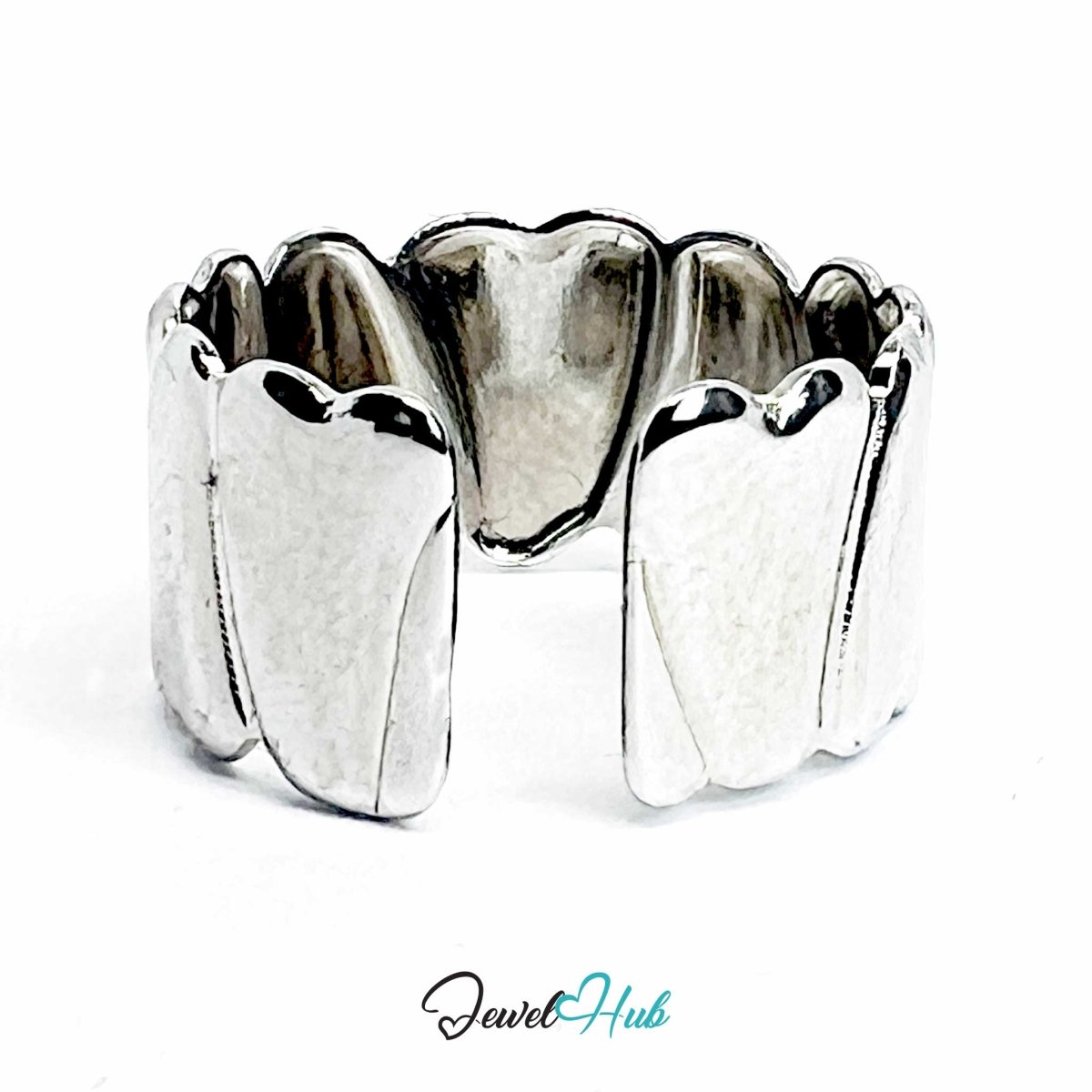 Silver - Plated Petal Scale Zinc Alloy Ring – Adjustable Band - JewelHub.co.uk