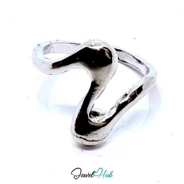 Silver - Plated S - Curve Zinc Ring – Serpentine Minimalism for Gen Z Stylists - JewelHub.co.uk