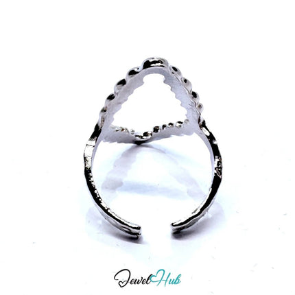 Silver - Plated Scalloped Marquise Zinc Alloy Ring – Adjustable Size O–Q | Things for Teen Statement Jewellery - JewelHub.co.uk