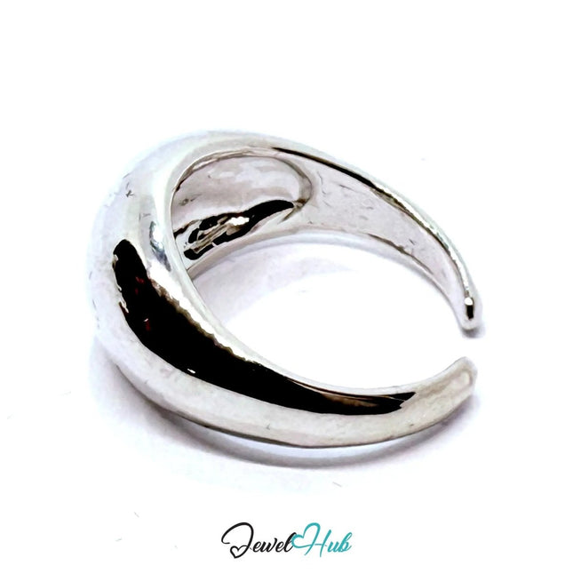 Silver - Plated Sculptural Cuff Zinc Rings – Asymmetrical Open Bands in UK L & UK O - JewelHub.co.uk