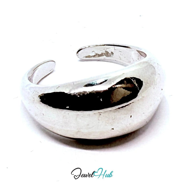Silver - Plated Sculptural Cuff Zinc Rings – Asymmetrical Open Bands in UK L & UK O - JewelHub.co.uk