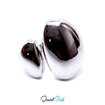 Silver - Plated Sculptural Oval Zinc Ring – Mirror - Finish Statement in UK H - Things teens want - JewelHub.co.uk