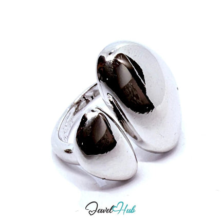Silver - Plated Sculptural Oval Zinc Ring – Mirror - Finish Statement in UK H - Things teens want - JewelHub.co.uk