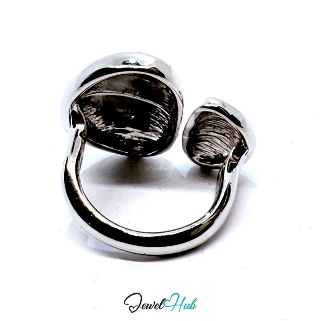 Silver - Plated Sculptural Oval Zinc Ring – Mirror - Finish Statement in UK H - Things teens want - JewelHub.co.uk