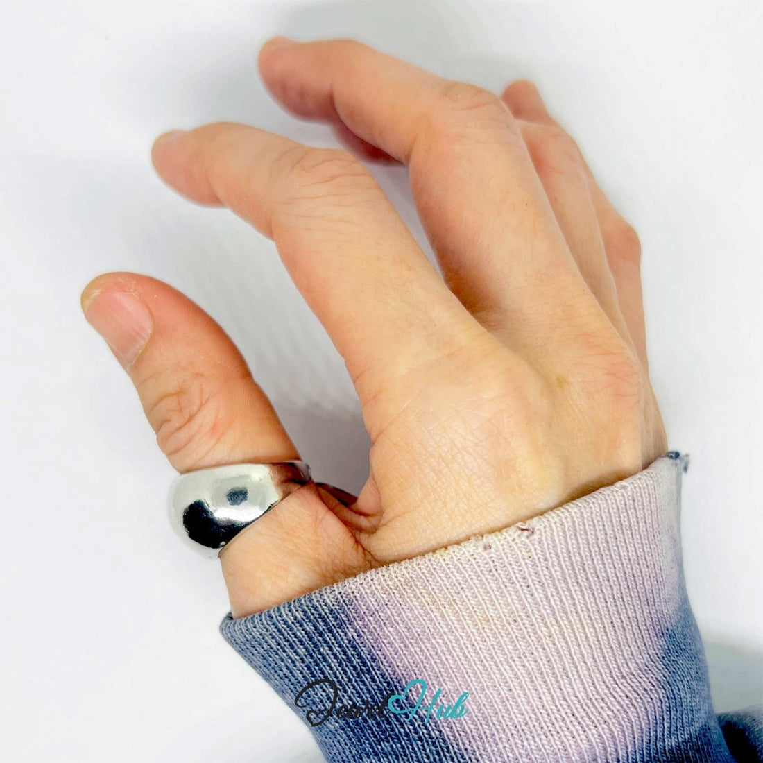Silver - Plated Textured Chunky Zinc Alloy Ring – Wide - Band Form - JewelHub.co.uk
