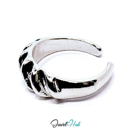Silver - Plated Twisted Rope Zinc Rings – Sculptural Texture in UK N & UK K - JewelHub.co.uk