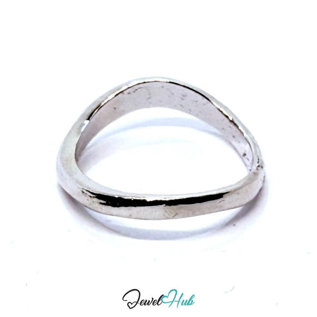 Silver - Plated Zinc Alloy Ring – Asymmetrical Wave Band, Gift for Teenagers & Minimalist Jewellery Lovers - JewelHub.co.uk