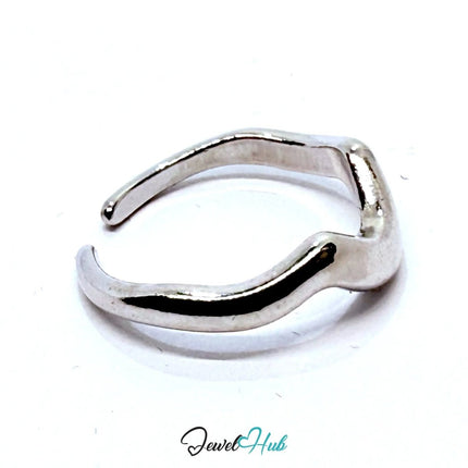 Silver - Plated Zinc Alloy Ring – Chevron Wave Band, Gift for Teenagers & Minimalist Jewellery Lovers - JewelHub.co.uk