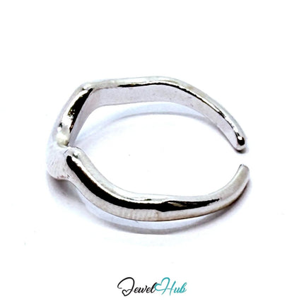 Silver - Plated Zinc Alloy Ring – Chevron Wave Band, Gift for Teenagers & Minimalist Jewellery Lovers - JewelHub.co.uk
