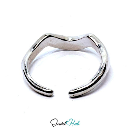 Silver - Plated Zinc Alloy Ring – Chevron Wave Band, Gift for Teenagers & Minimalist Jewellery Lovers - JewelHub.co.uk