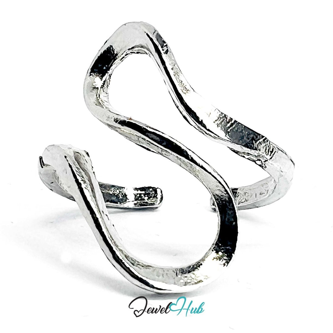 Silver - Plated Zinc Alloy Ring – Flowing Ribbon Wave Design - JewelHub.co.uk
