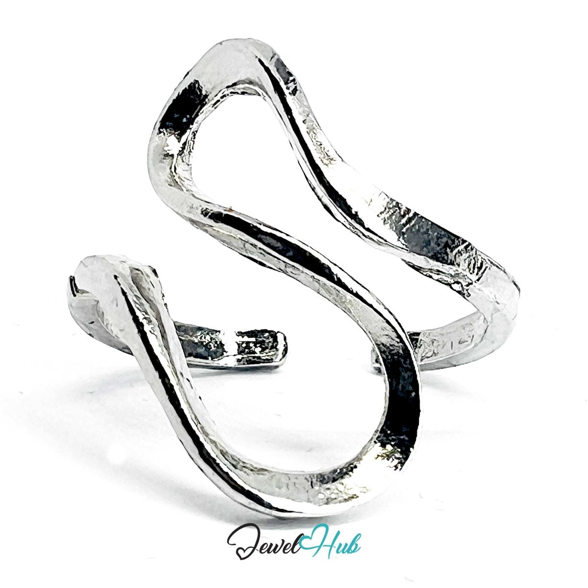 Silver - Plated Zinc Alloy Ring – Flowing Ribbon Wave Design - JewelHub.co.uk