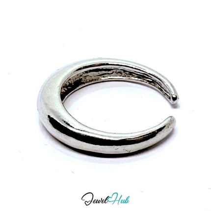 Silver - Plated Zinc Alloy Ring – Minimalist Crescent Statement, Gift for Teenagers & Gen Z Jewellery Lovers - JewelHub.co.uk