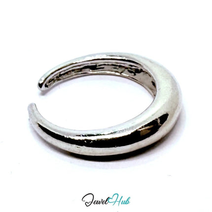 Silver - Plated Zinc Alloy Ring – Minimalist Crescent Statement, Gift for Teenagers & Gen Z Jewellery Lovers - JewelHub.co.uk
