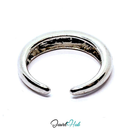 Silver - Plated Zinc Alloy Ring – Minimalist Crescent Statement, Gift for Teenagers & Gen Z Jewellery Lovers - JewelHub.co.uk