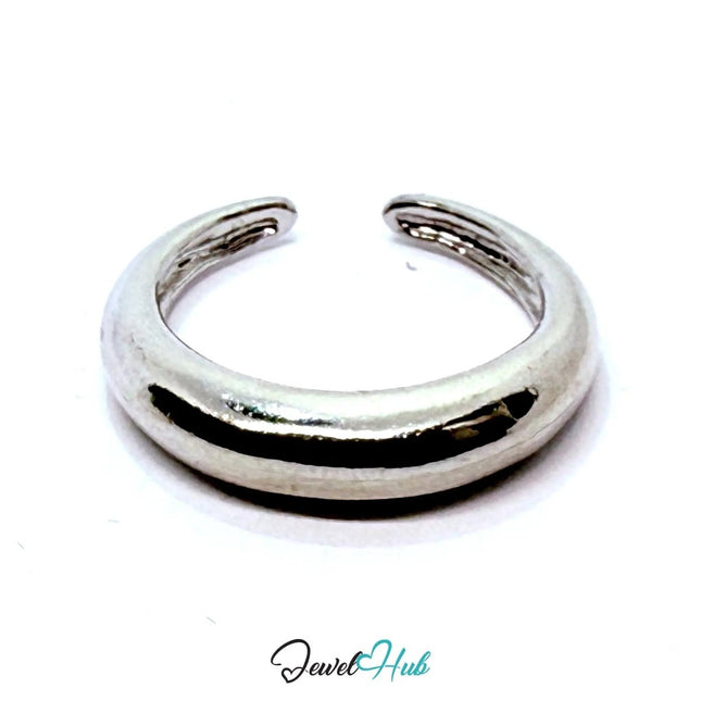 Silver - Plated Zinc Alloy Ring – Minimalist Crescent Statement, Gift for Teenagers & Gen Z Jewellery Lovers - JewelHub.co.uk