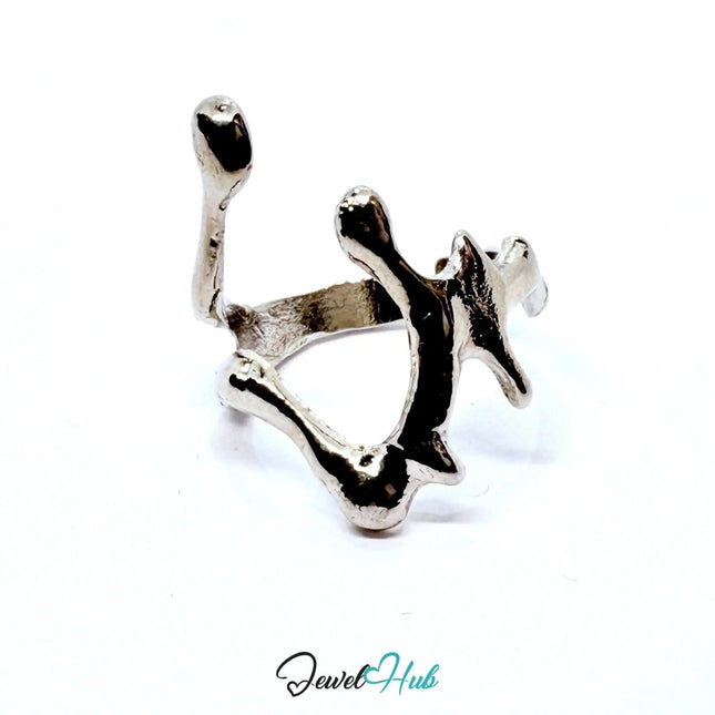 Silver - Plated Zinc Alloy Ring – Sculptural Skeletal Design, Things teens want - JewelHub.co.uk