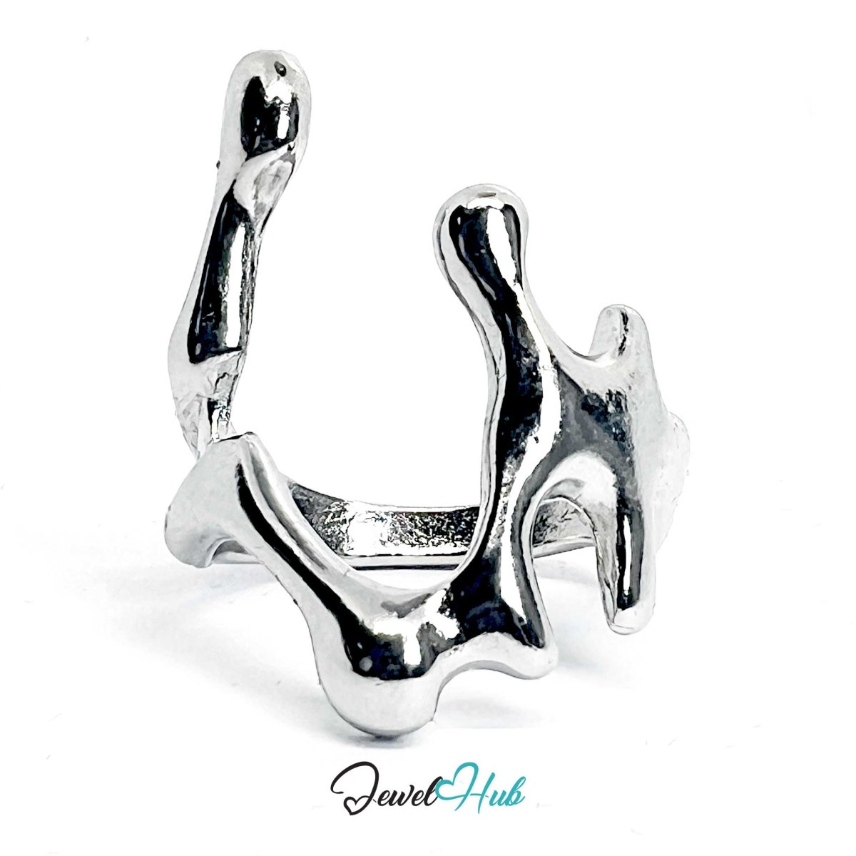 Silver - Plated Zinc Alloy Ring – Sculptural Skeletal Design, Things teens want - JewelHub.co.uk