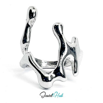 Silver - Plated Zinc Alloy Ring – Sculptural Skeletal Design, Things teens want - JewelHub.co.uk