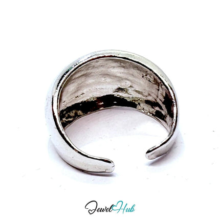 Silver - Plated Zinc Alloy Ring – Textured Chunky Band for Bold Presence | Fixed Size UK M - JewelHub.co.uk