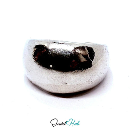 Silver - Plated Zinc Alloy Ring – Textured Chunky Band for Bold Presence | Fixed Size UK M - JewelHub.co.uk