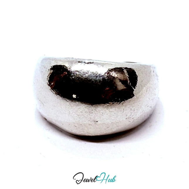 Silver - Plated Zinc Alloy Ring – Textured Chunky Band for Bold Presence | Fixed Size UK M - JewelHub.co.uk