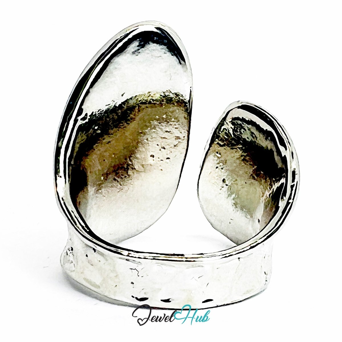 Silver - Plated Zinc Alloy Sculptural Hammered Ring – Organic Minimalism - JewelHub.co.uk