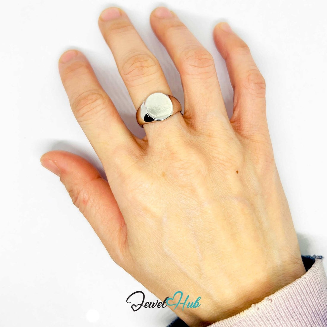 Silver - Plated Zinc Alloy Signet Ring – Minimalist Everyday Statement - JewelHub.co.uk