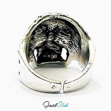 Silver - Plated Zinc Punk Ring – Skull Statement for Rebellious Style | Fixed Size O, 9.06g - JewelHub.co.uk