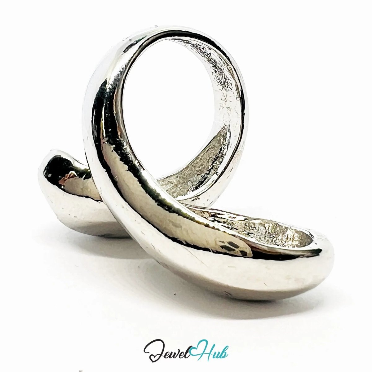 Silver - Plated Zinc Ring – Sculptural Abstract Form | Textural Jewellery for Artistic Presence - JewelHub.co.uk