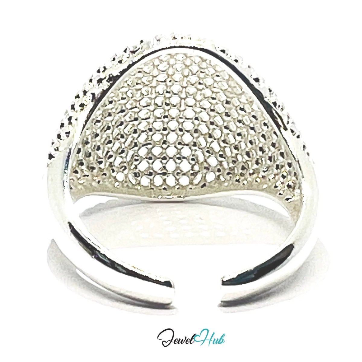 Silver Ring Hallmark 925 - Lightweight Texture & Beaded | 3.83g | Adjustable UK N - O - P - JewelHub.co.uk