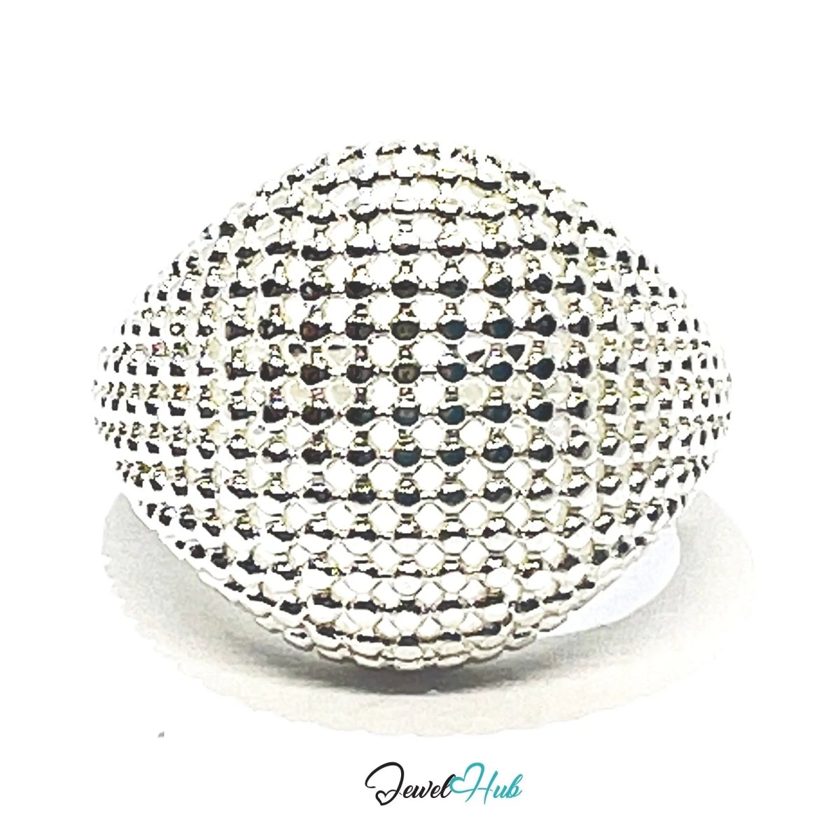 Silver Ring Hallmark 925 - Lightweight Texture & Beaded | 3.83g | Adjustable UK N - O - P - JewelHub.co.uk