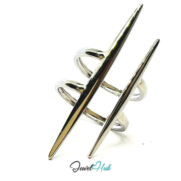 Silver SpikeForm Stainless Steel Ring · Adjustable PQR · The Sharpest Split - JewelHub.co.uk