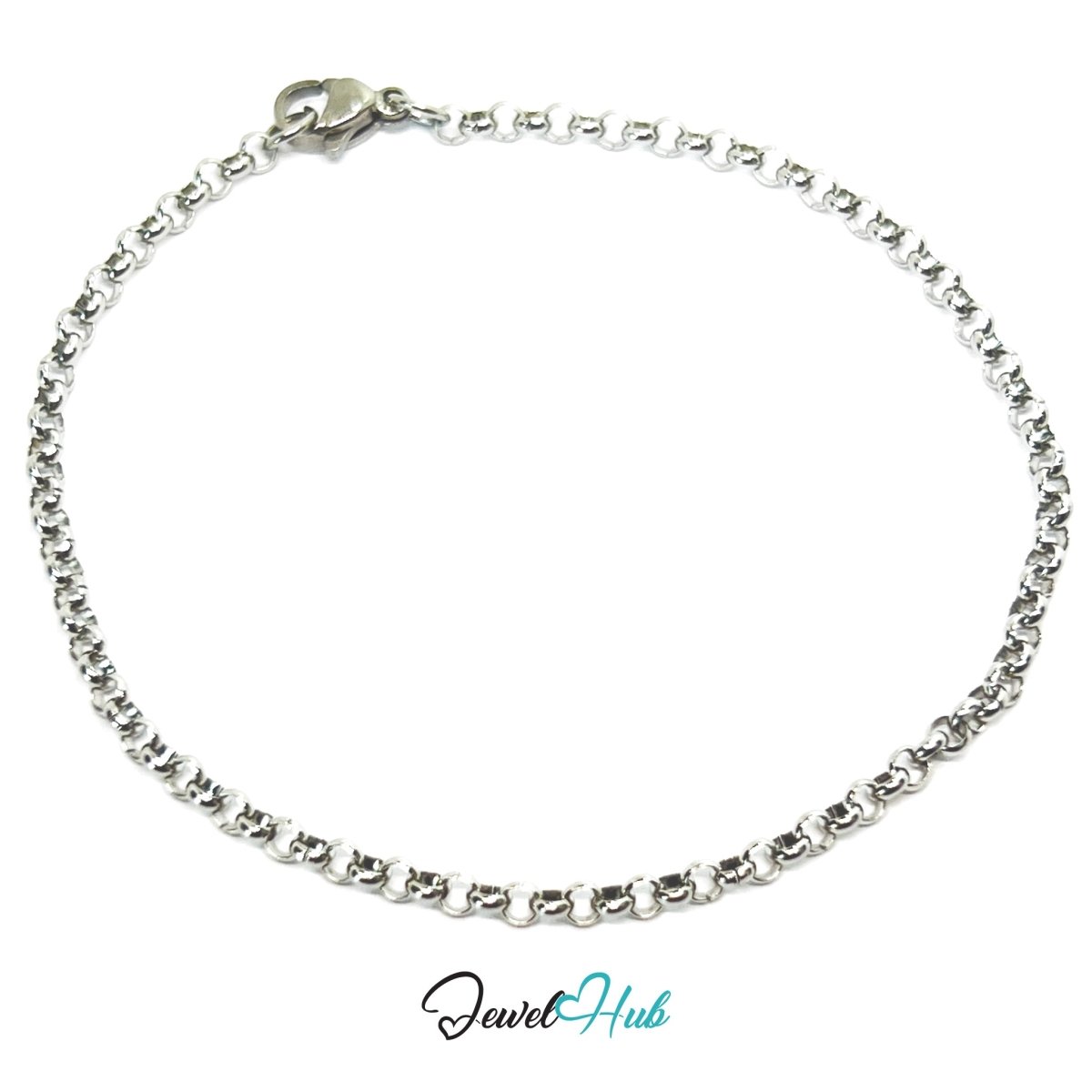 Silver Stainless Steel Bracelet – Sculptural Interlocking Link Chain Design - JewelHub.co.uk