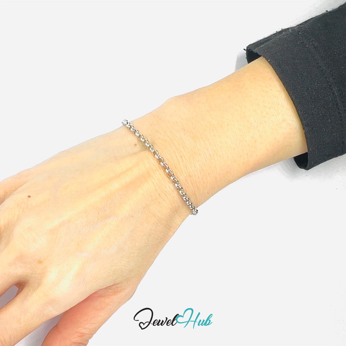 Silver Stainless Steel Bracelet – Sculptural Interlocking Link Chain Design - JewelHub.co.uk