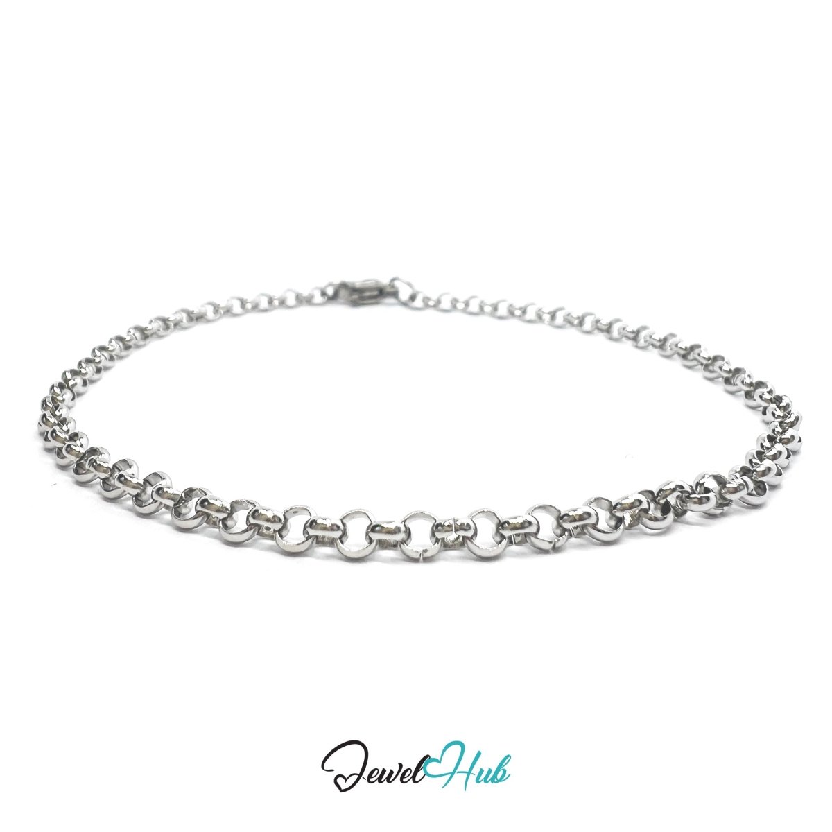 Silver Stainless Steel Bracelet – Sculptural Interlocking Link Chain Design - JewelHub.co.uk