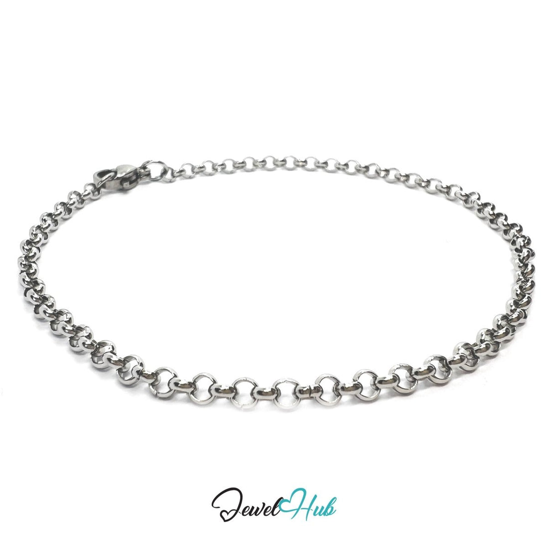 Silver Stainless Steel Bracelet – Sculptural Interlocking Link Chain Design - JewelHub.co.uk