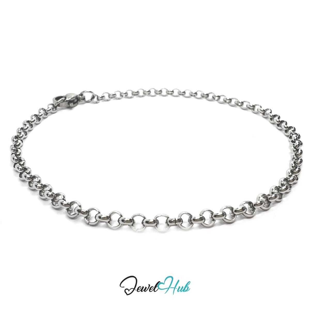Silver Stainless Steel Bracelet – Sculptural Interlocking Link Chain Design - JewelHub.co.uk