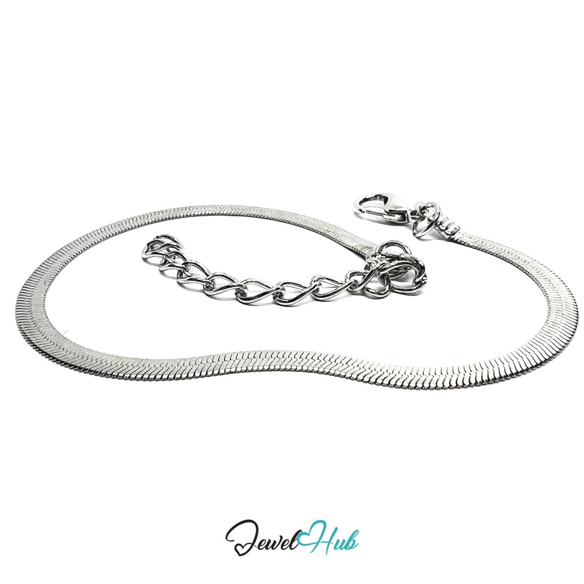 Silver Stainless Steel Chain Bracelet – 3.2mm Minimalist Magnetic Link Design - JewelHub.co.uk