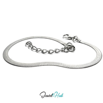Silver Stainless Steel Chain Bracelet – 3.2mm Minimalist Magnetic Link Design - JewelHub.co.uk