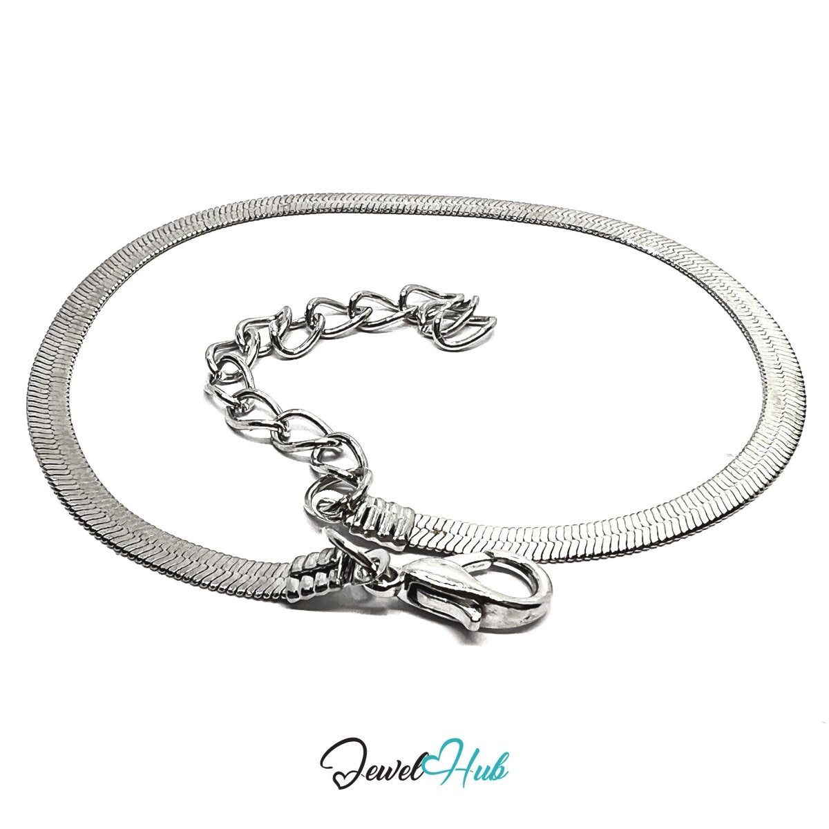 Silver Stainless Steel Chain Bracelet – 3.2mm Minimalist Magnetic Link Design - JewelHub.co.uk