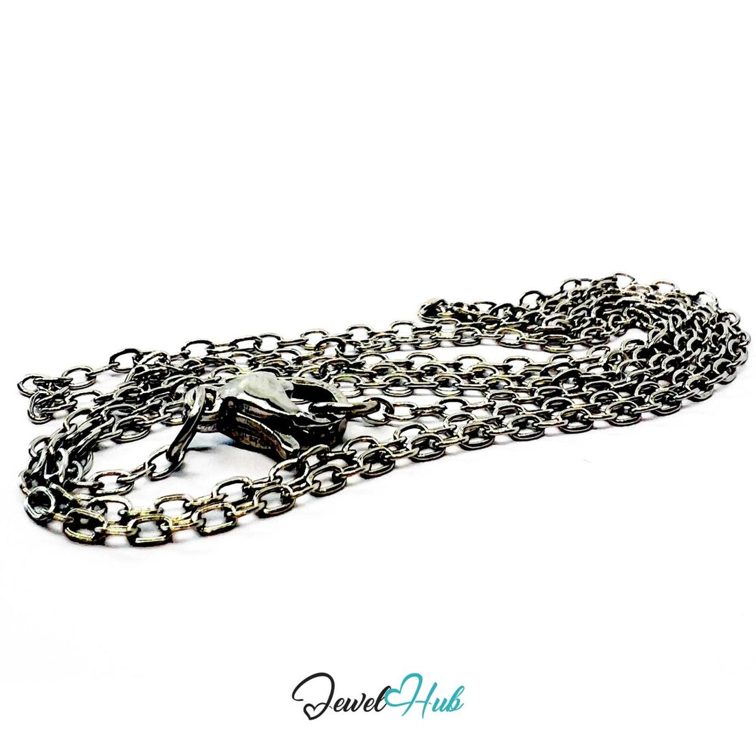 Silver Stainless Steel O‑Shape Chain Necklace 1.5x1.8mm | 50cm - JewelHub.co.uk