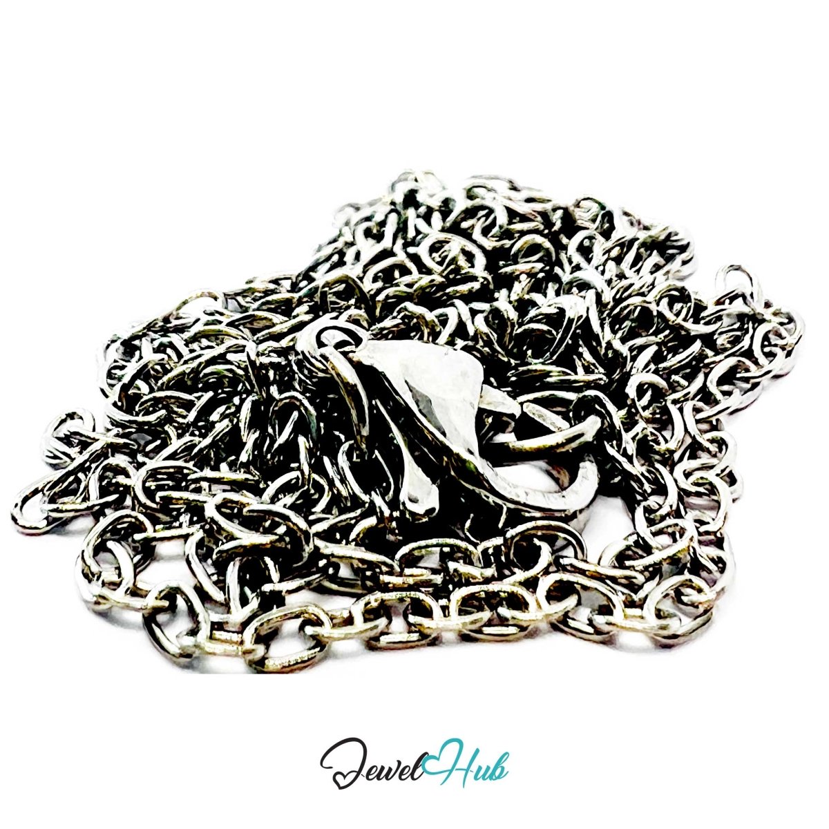 Silver Stainless Steel O‑Shape Chain Necklace 1.5x1.8mm | 50cm - JewelHub.co.uk