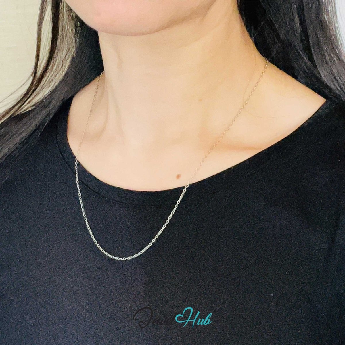 Silver Stainless Steel O‑Shape Chain Necklace 1.5x1.8mm | 50cm - JewelHub.co.uk